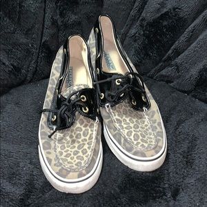 Sperry cheetah print top siders size 9
